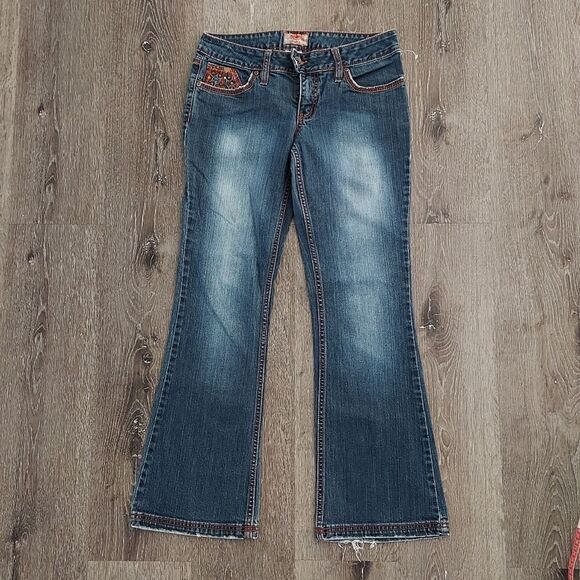 No Boundaries Vintage 90s Embellished Flare Jeans Size 9 - Picture 1 of 10